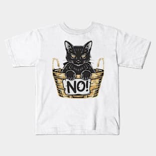 Black-cat-says-no Kids T-Shirt